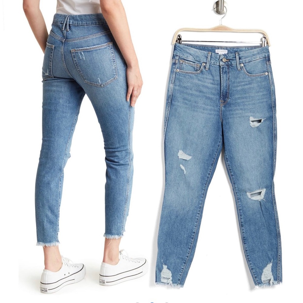 NWT Good American Good Curve Distressed Crop Skinny Jeans